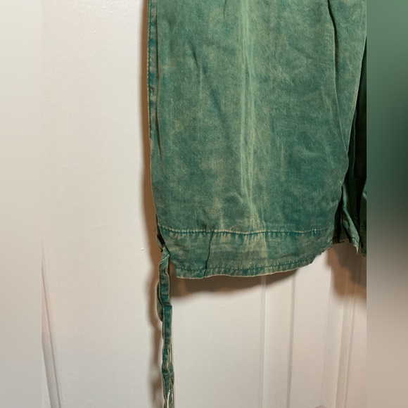 Oil & Hali Washed Green Wide-Leg Pants With Adjustable Drawstring Hem - Picture 4 of 4